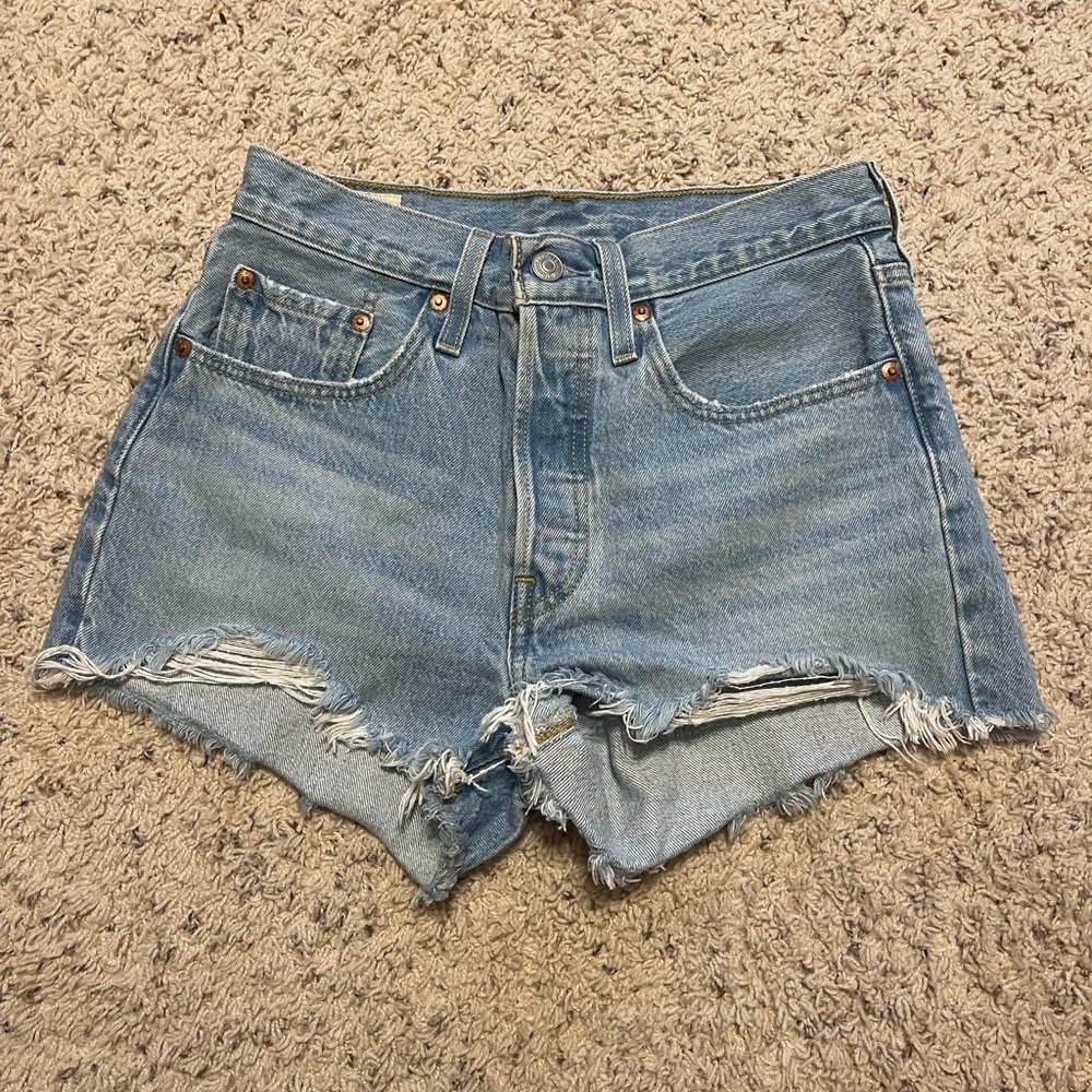 Levi's Light Blue Distressed Jean Shorts